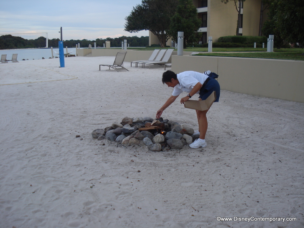 lighting the campfire